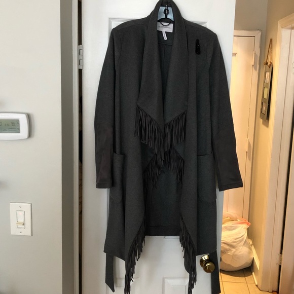 BCBGeneration Mixed Media Fringe Wrap Jacket - Picture 4 of 8